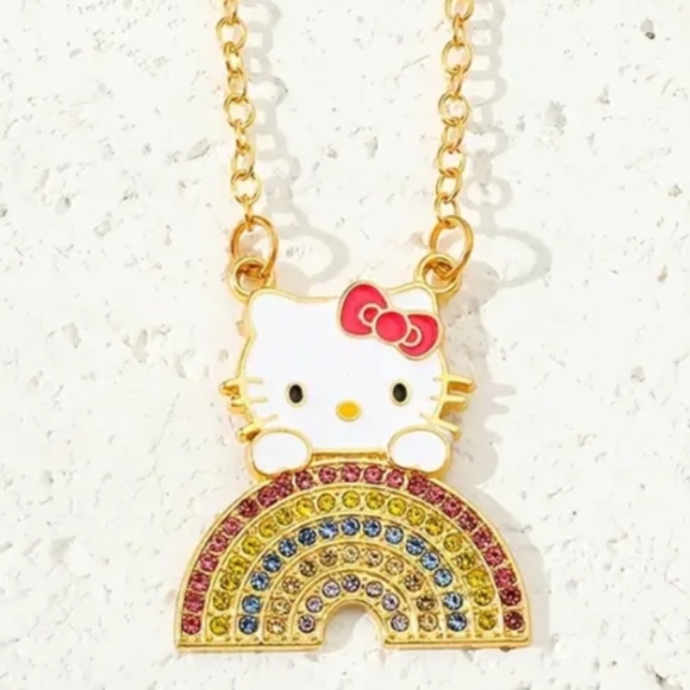 NEW Sanrio Hello Kitty Rainbow Rhinestone Necklace